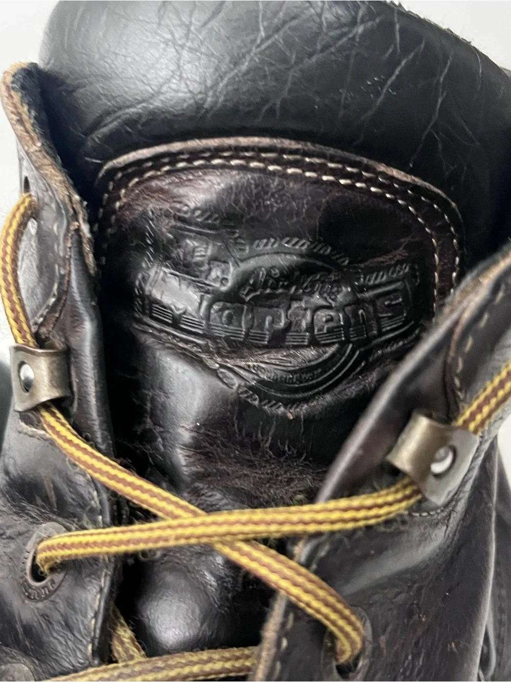 DR. MARTENS Vintage Dark Brown Leather Lace Up Boots UK 8 Men’s Size 9